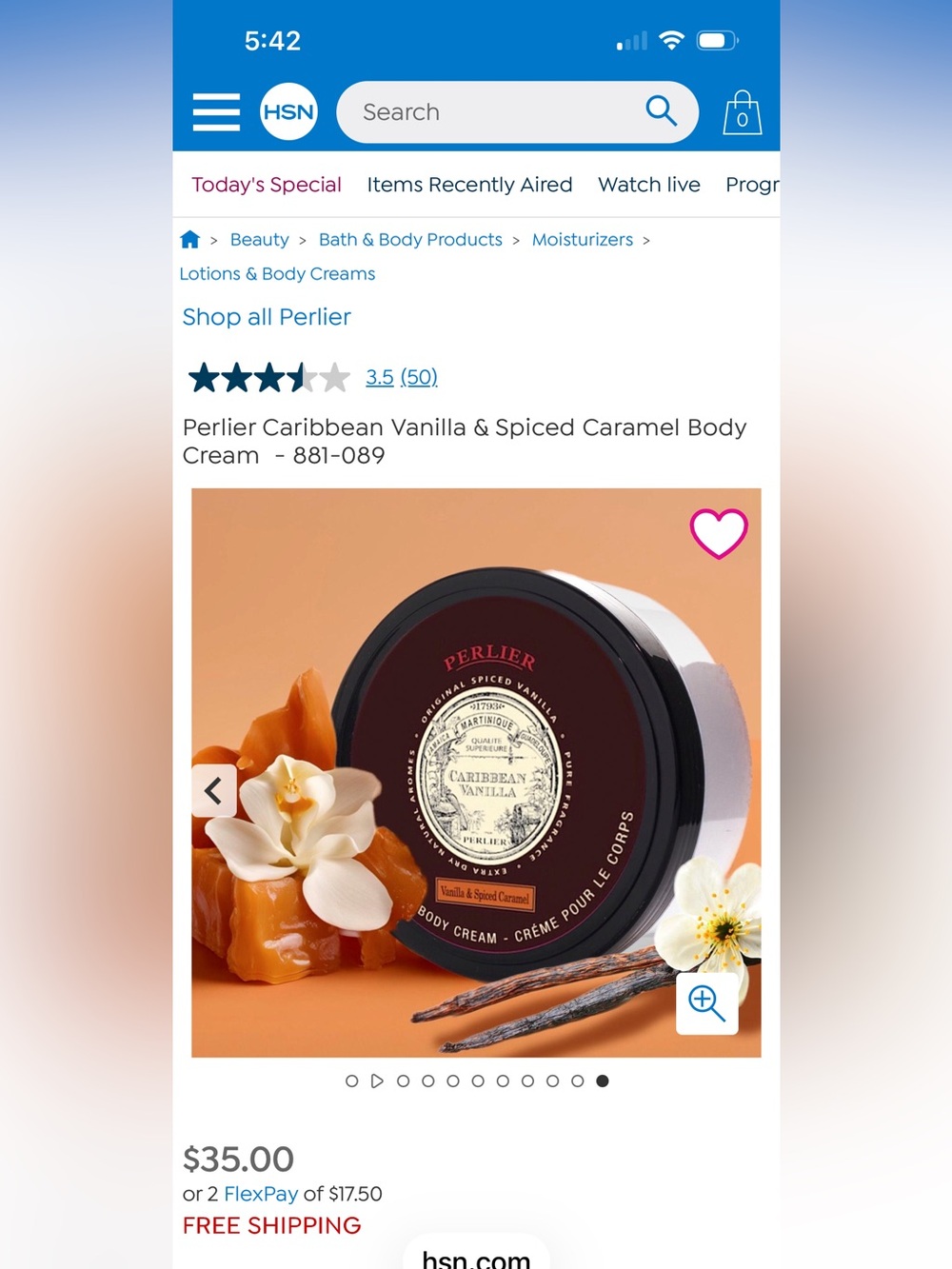 Perlier Caribbean Vanilla & Spiced Caramel 6.7 OZ